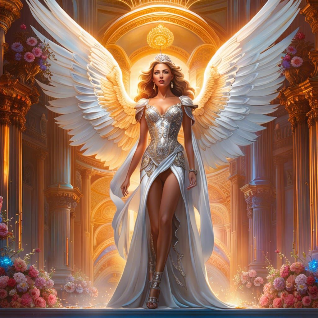 Sparkling Angel with Stunning Wings in Splash Art
