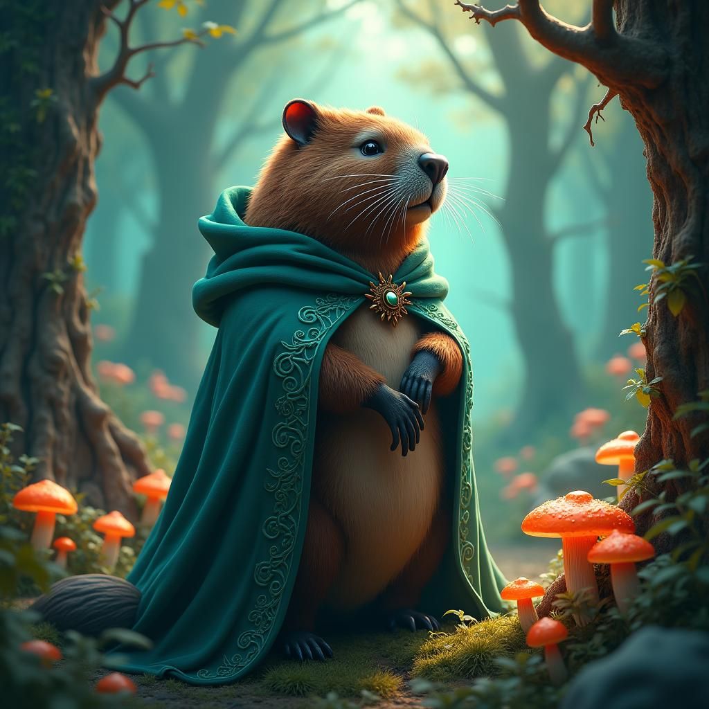 Mystical Beaver in Enchanted Polish Forest