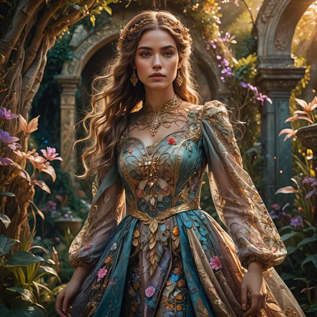 Mystical Garden Portrait of Elegant Girl