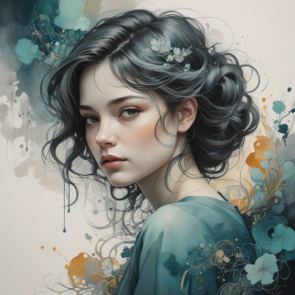 Dreamy Watercolor Abandoned Scene with Zentangle Patterns