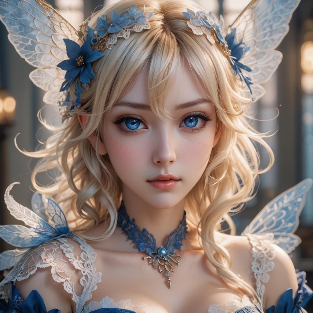Blonde Fairy Portrait in Anime Style