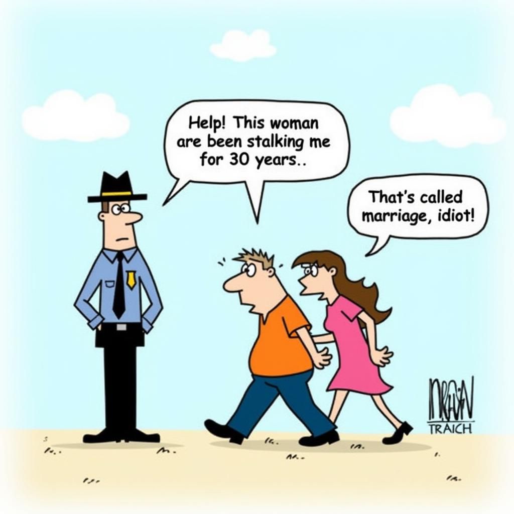 Cartoon Man Complains About Stalker to Police