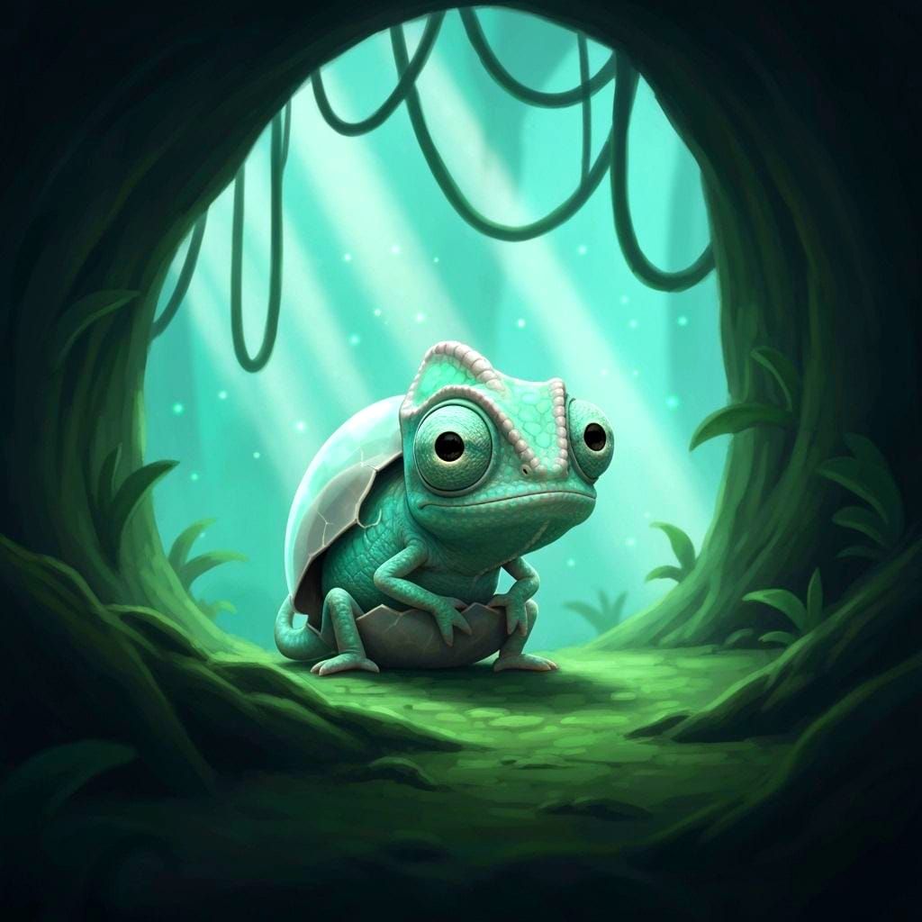 Baby Chameleon's First Look at an Alien World