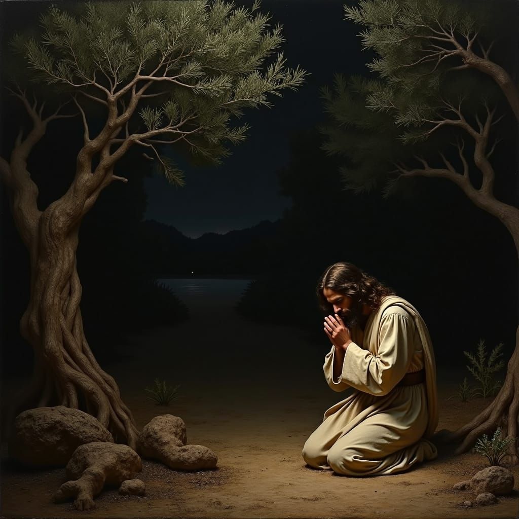 Jesus Praying in Gethsemane: Baroque-Inspired Image