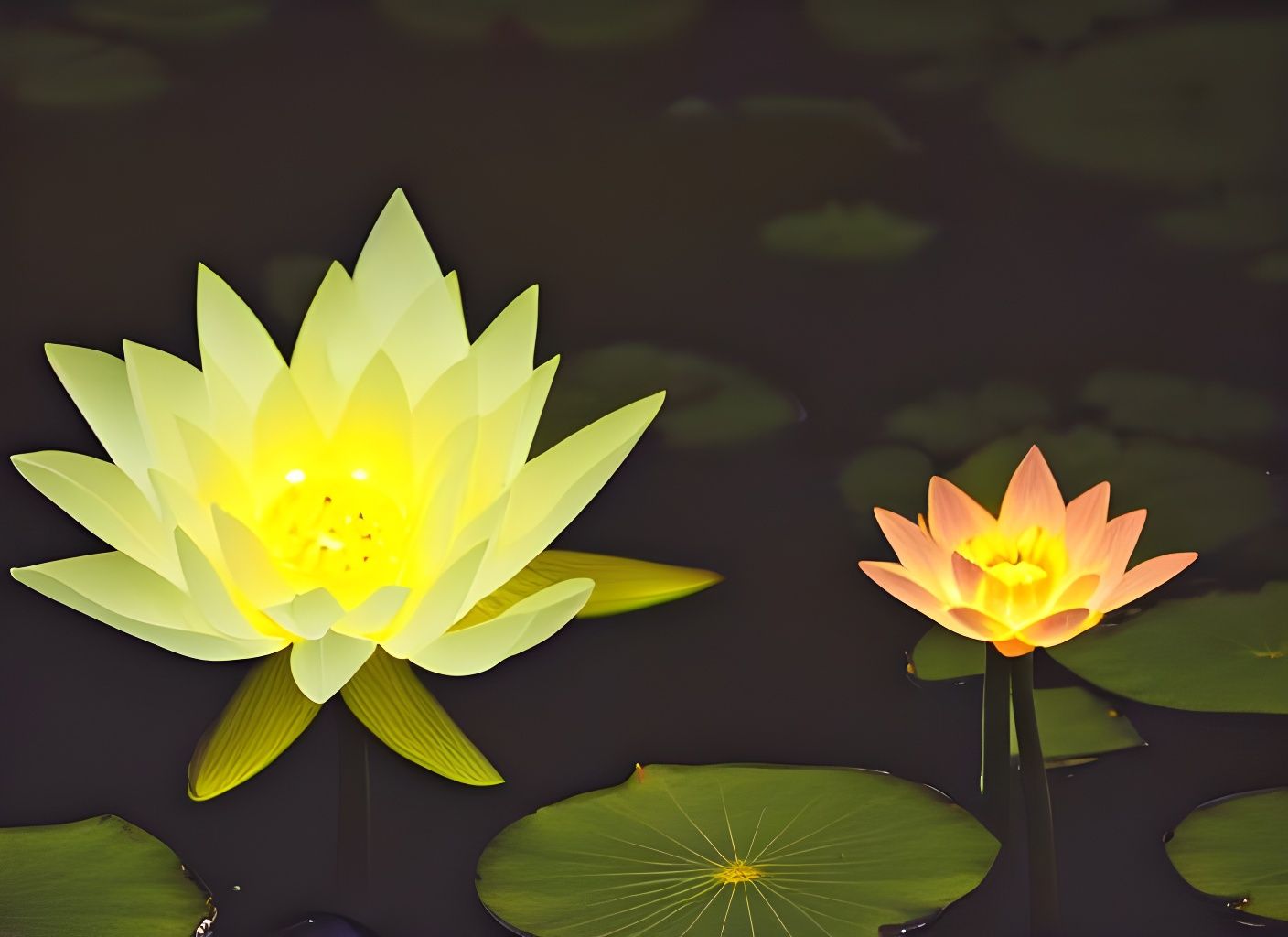 Glowing Lotus Flower in Dark Mist