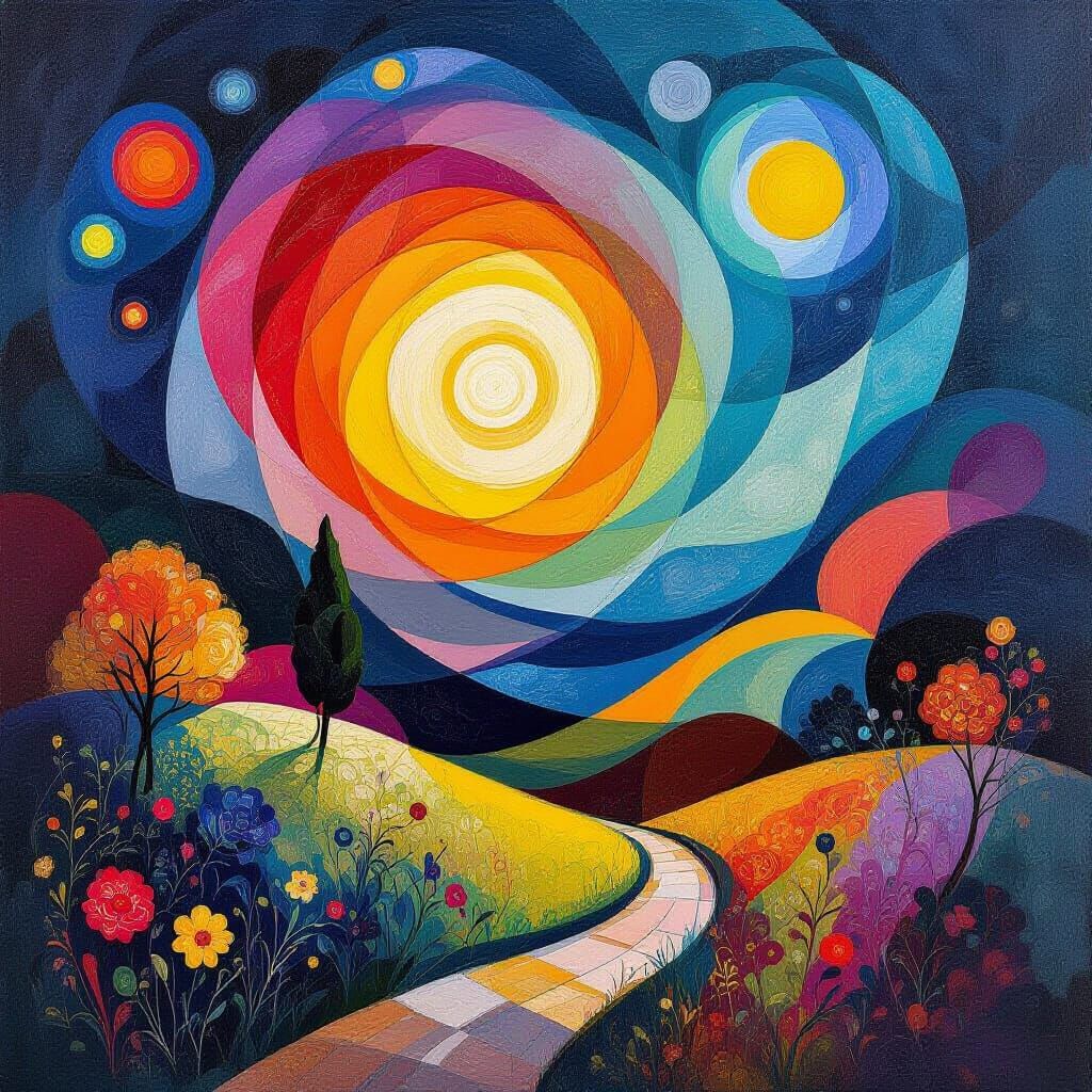 Vibrant Abstract Landscape Painting of Hopeful Renewal