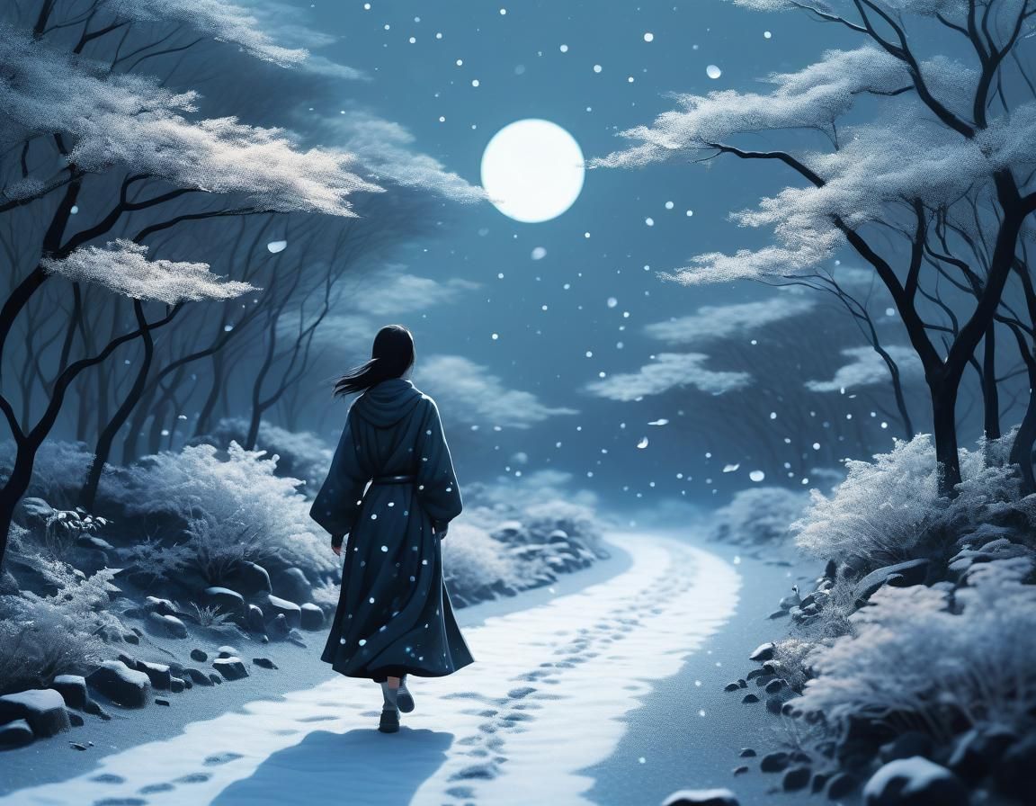 Ethereal Figure Stands Against the Wind