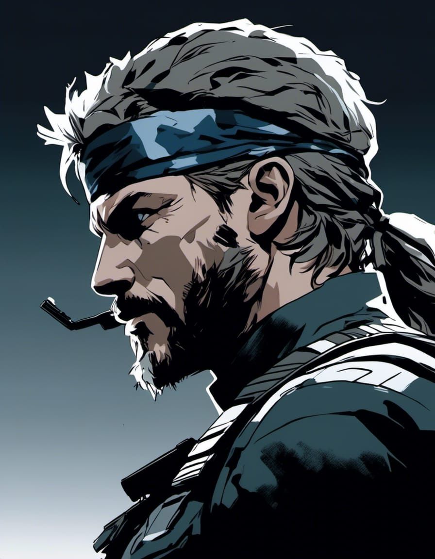 Metal Gear Solid Comic Illustration with Double Exposure