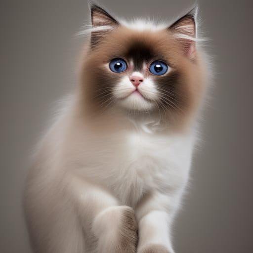Ragdoll Kitten Close-Up Portrait in Studio Lighting