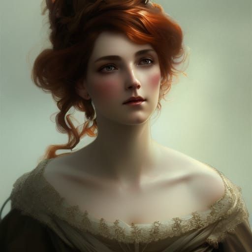 Victorian Woman Portrait in Art Nouveau Style