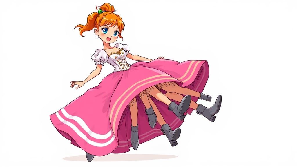 Anime Cartoon Woman in Pink Gown