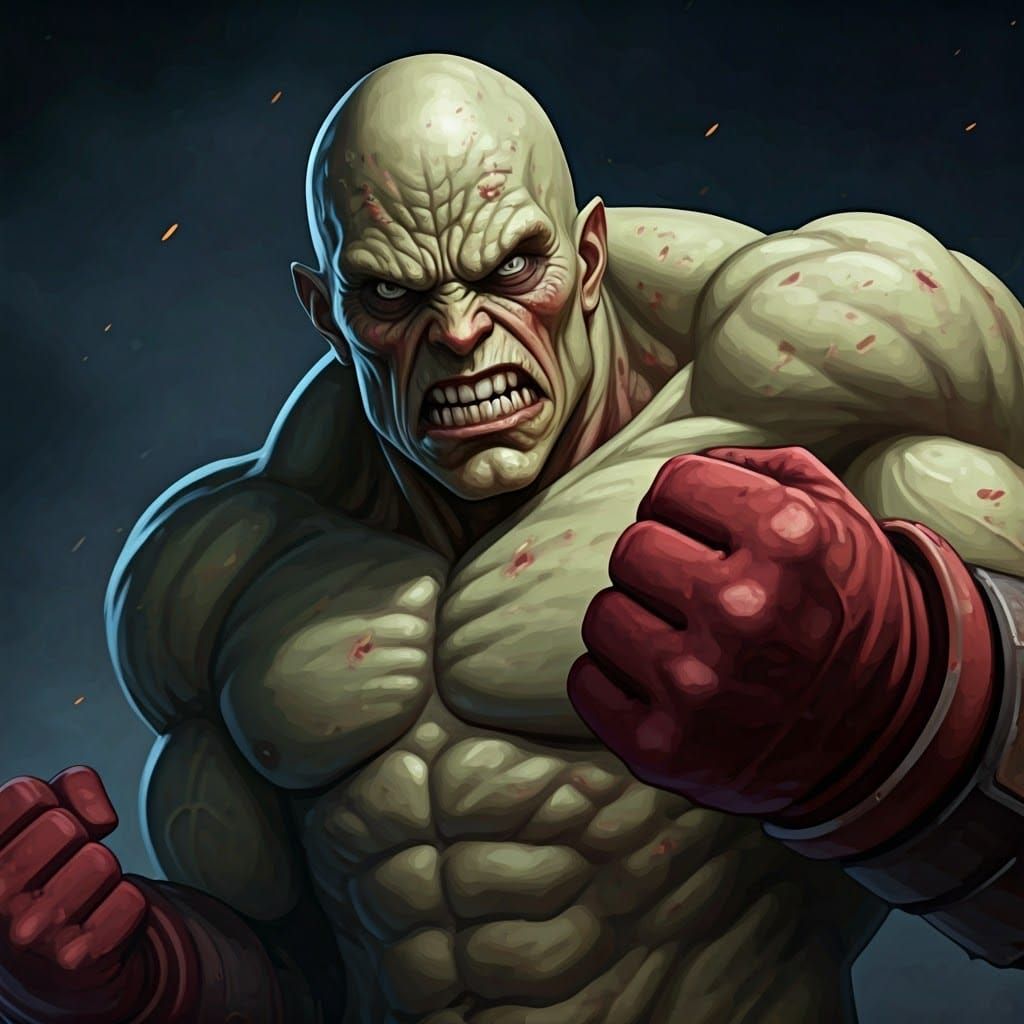 Angry Super Mutant Punches in Manga Style