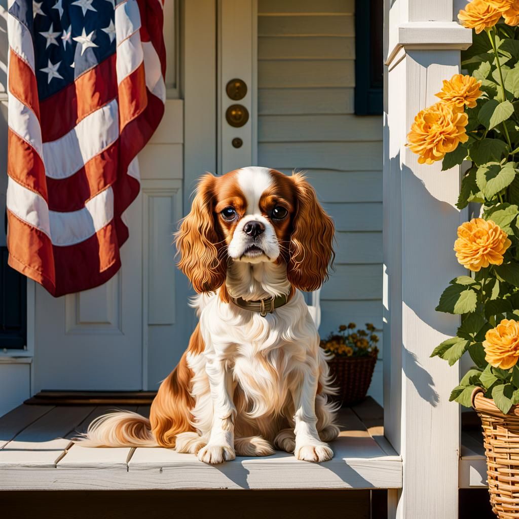 Cavalier King Charles Spaniel in Rockwell Style