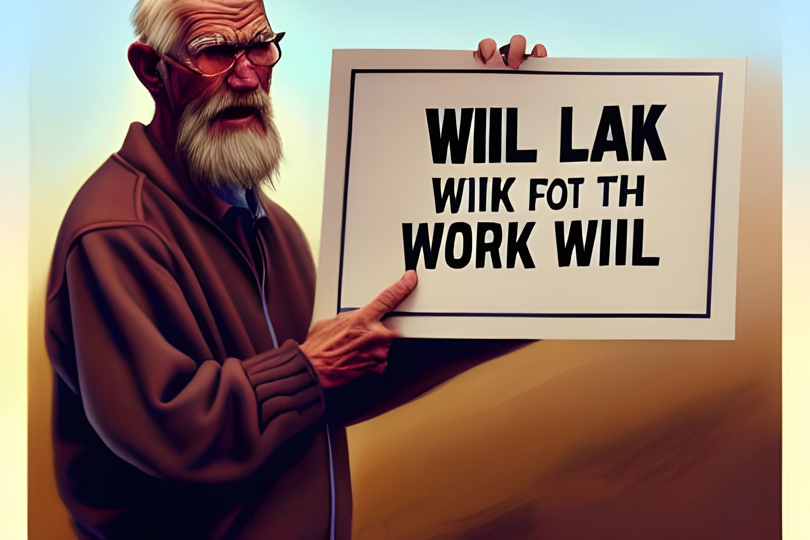 Old Man's Plea: Work for Likes, Hyperdetailed Art