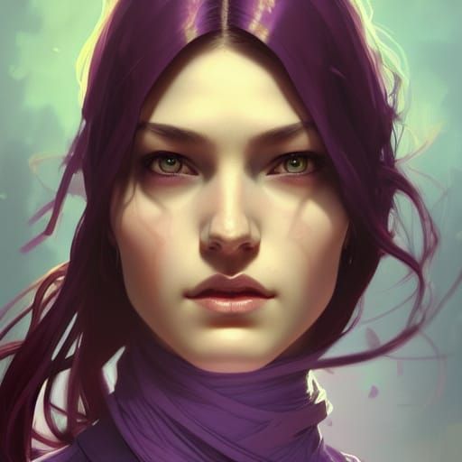 Purple Eyed Woman: Hyperdetailed Digital Art Portrait