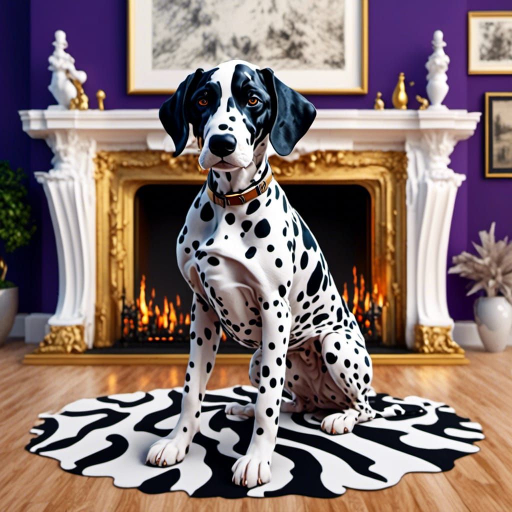 XXL Dalmatian with Frizzy Hair in Hyperrealism