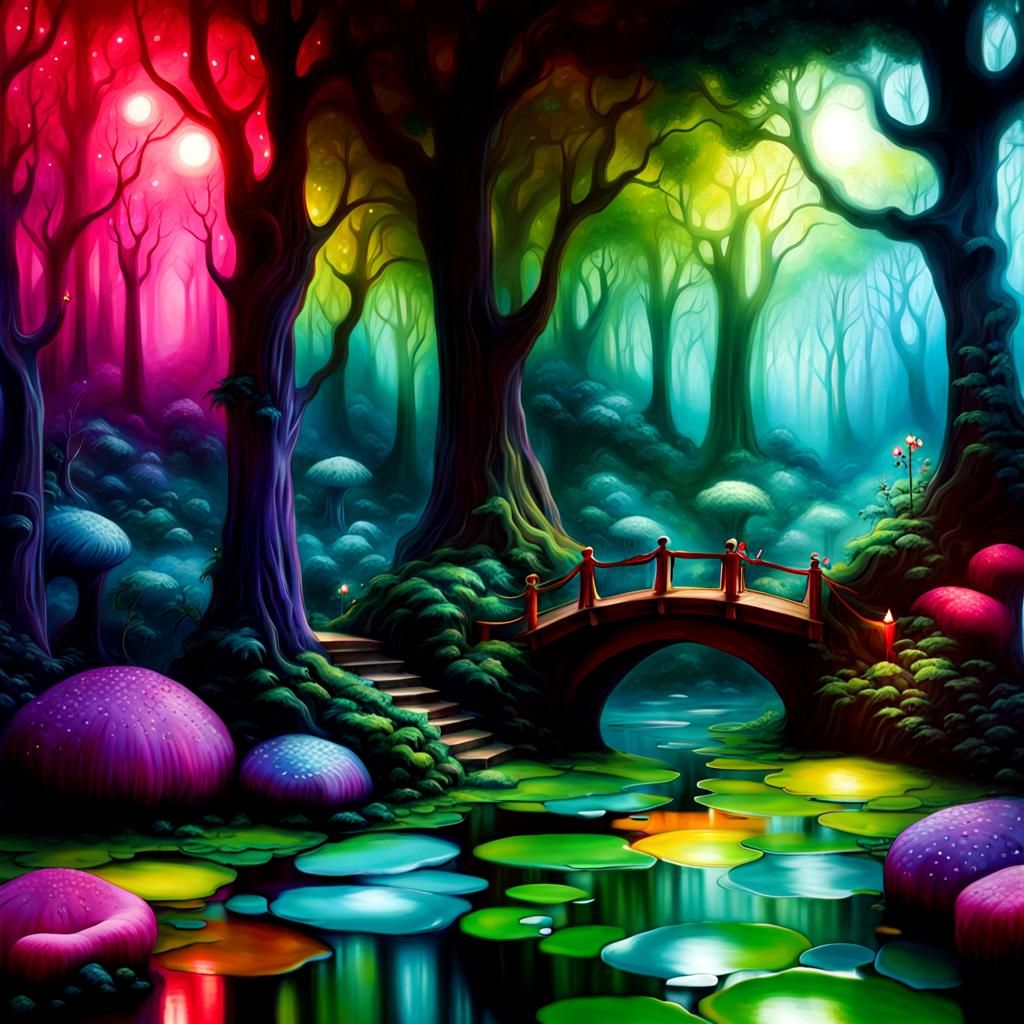 Psychedelic Fairy Sanctuary in Wet-on-Wet Style