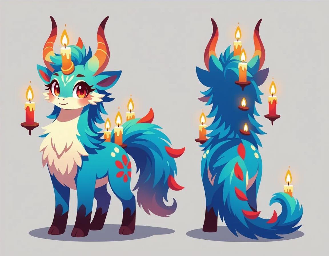 Anthropomorphic Kirin with Candle Horn, Digital Art