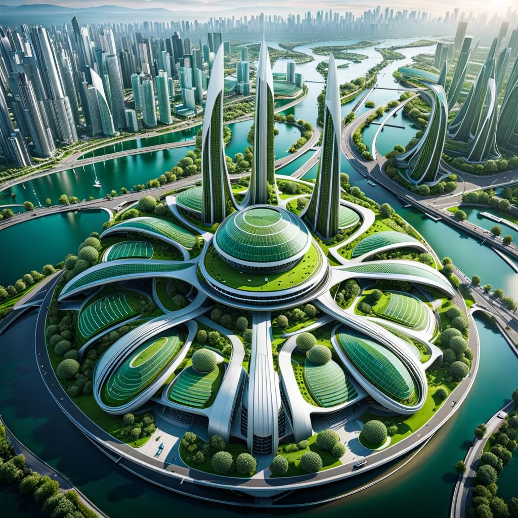 Futuristic Green City: Award Winning Drone Photo