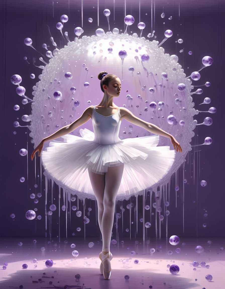 Surreal Ballerina Portrait with Segmented Growth