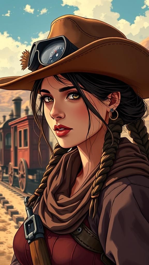 Old West Bandit Princess Leia in Anime Style