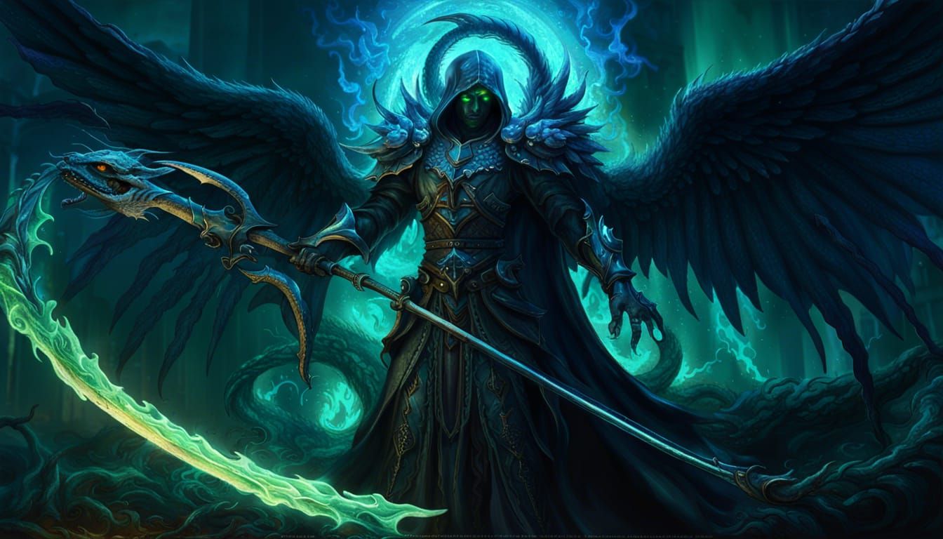 Dragon Scythe Angel of Death in Dark Fantasy Style