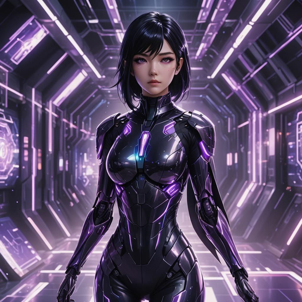 Anime Woman with Psychic Aura in Digital Art Style