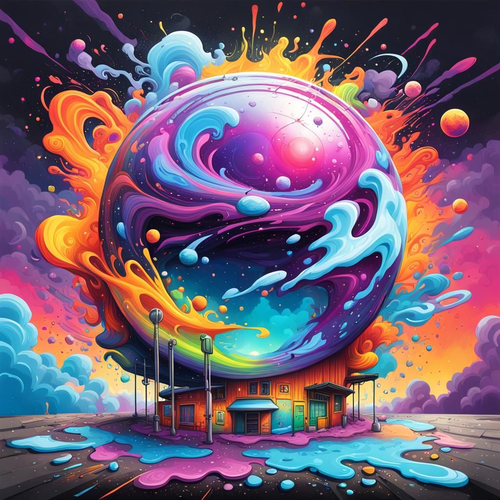 Rainbow Explosion: A Cosmic Graffiti Art
