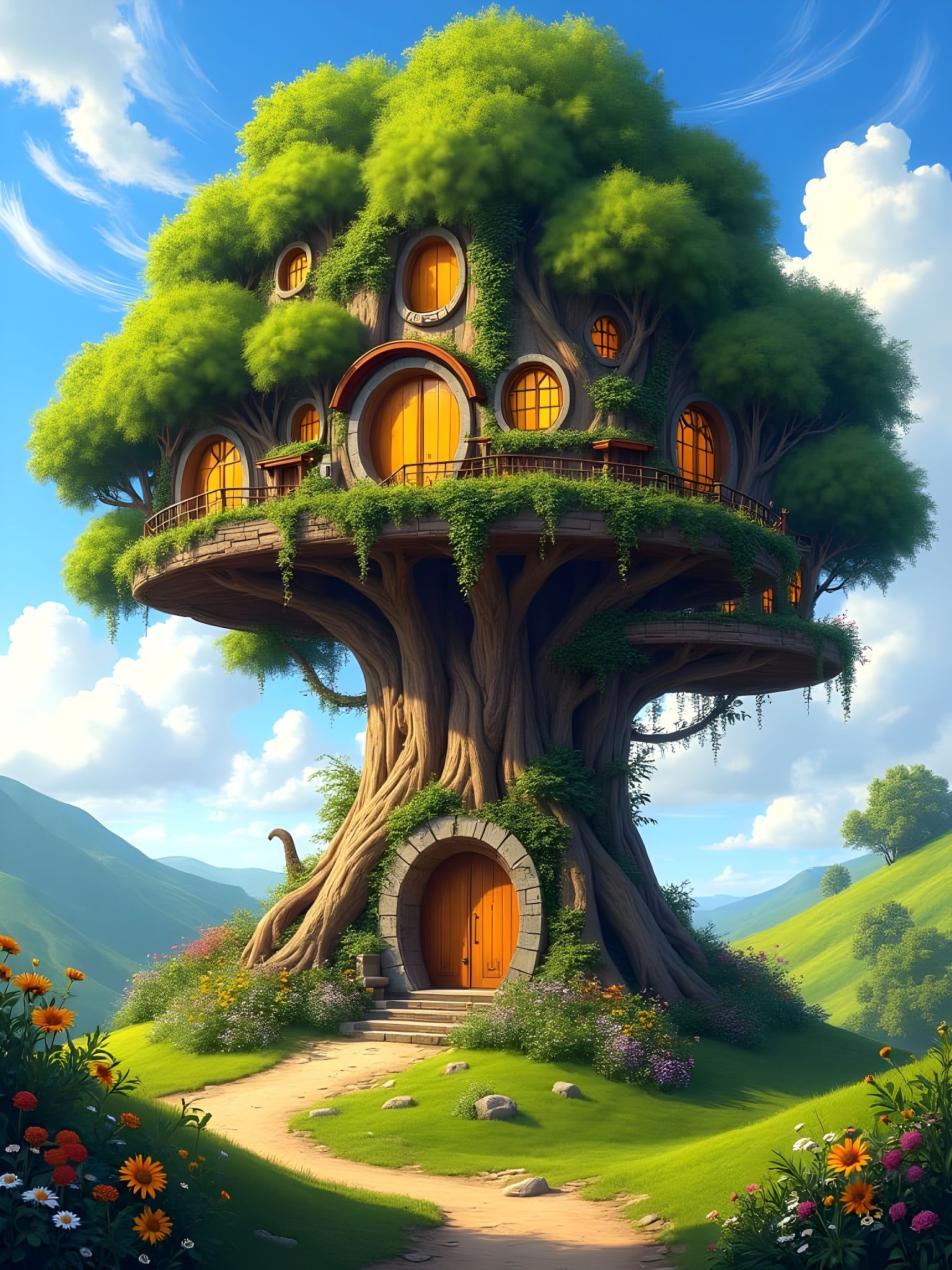 Whimsical Treehouse Village in Ancient Sequoia