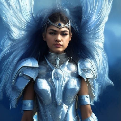 Zendaya as Crystal Warrior, Hyperdetailed Concept Art