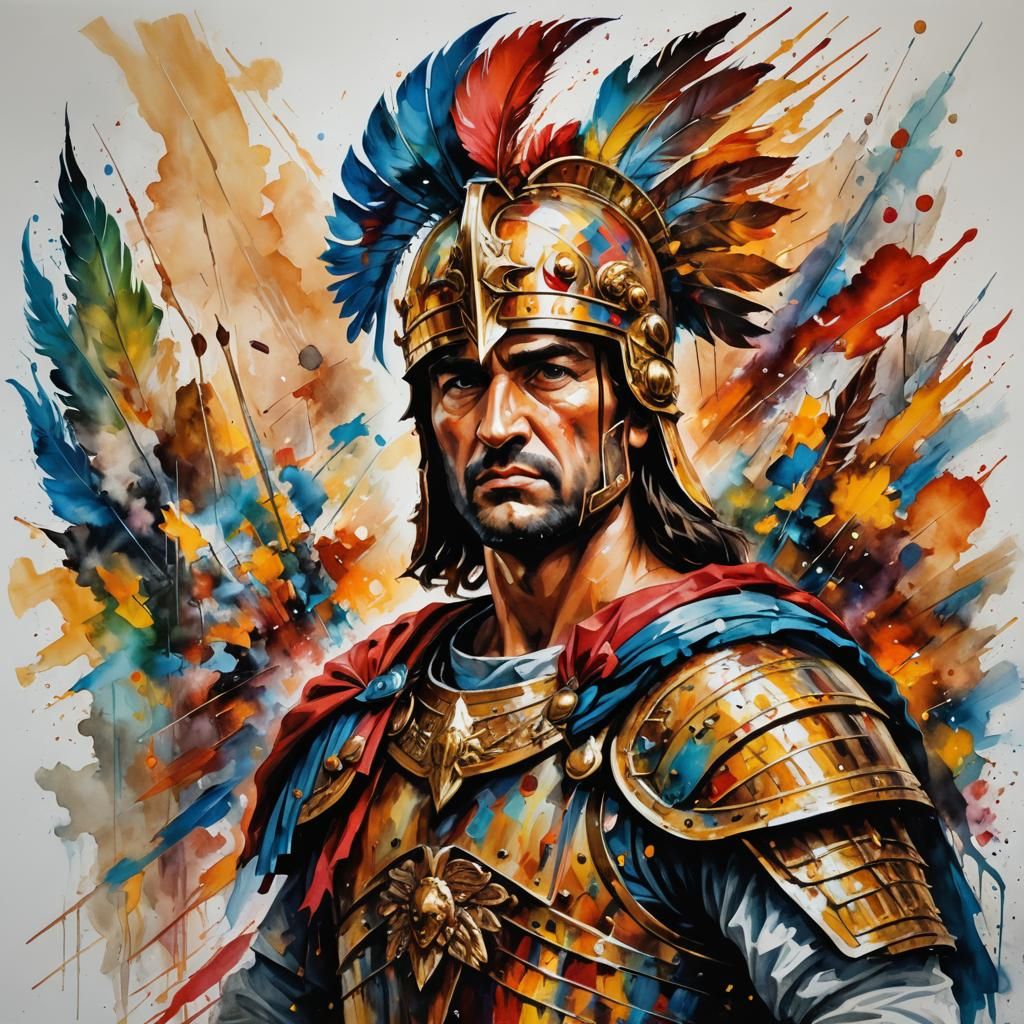 Epic Roman General in Impressionist Style