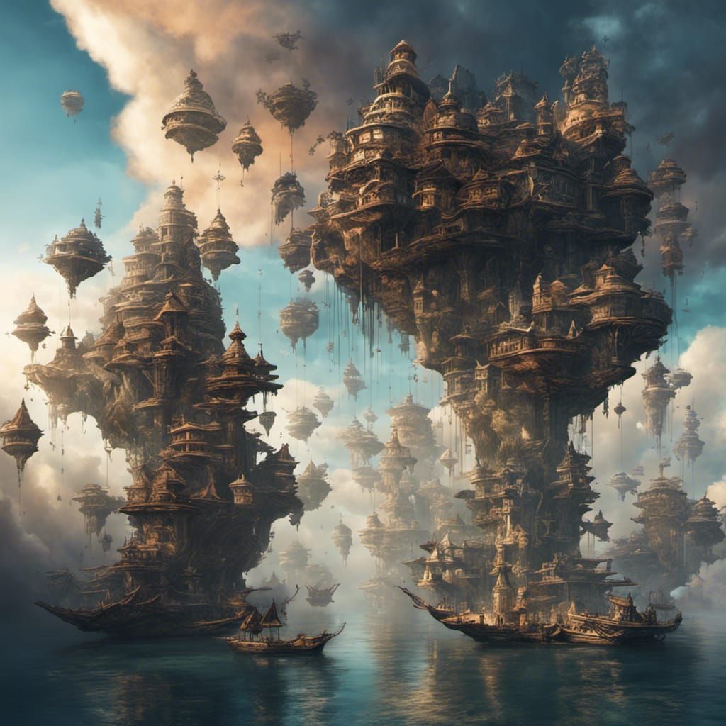 Fantastical City of Floating Islands: Digital Concept Art