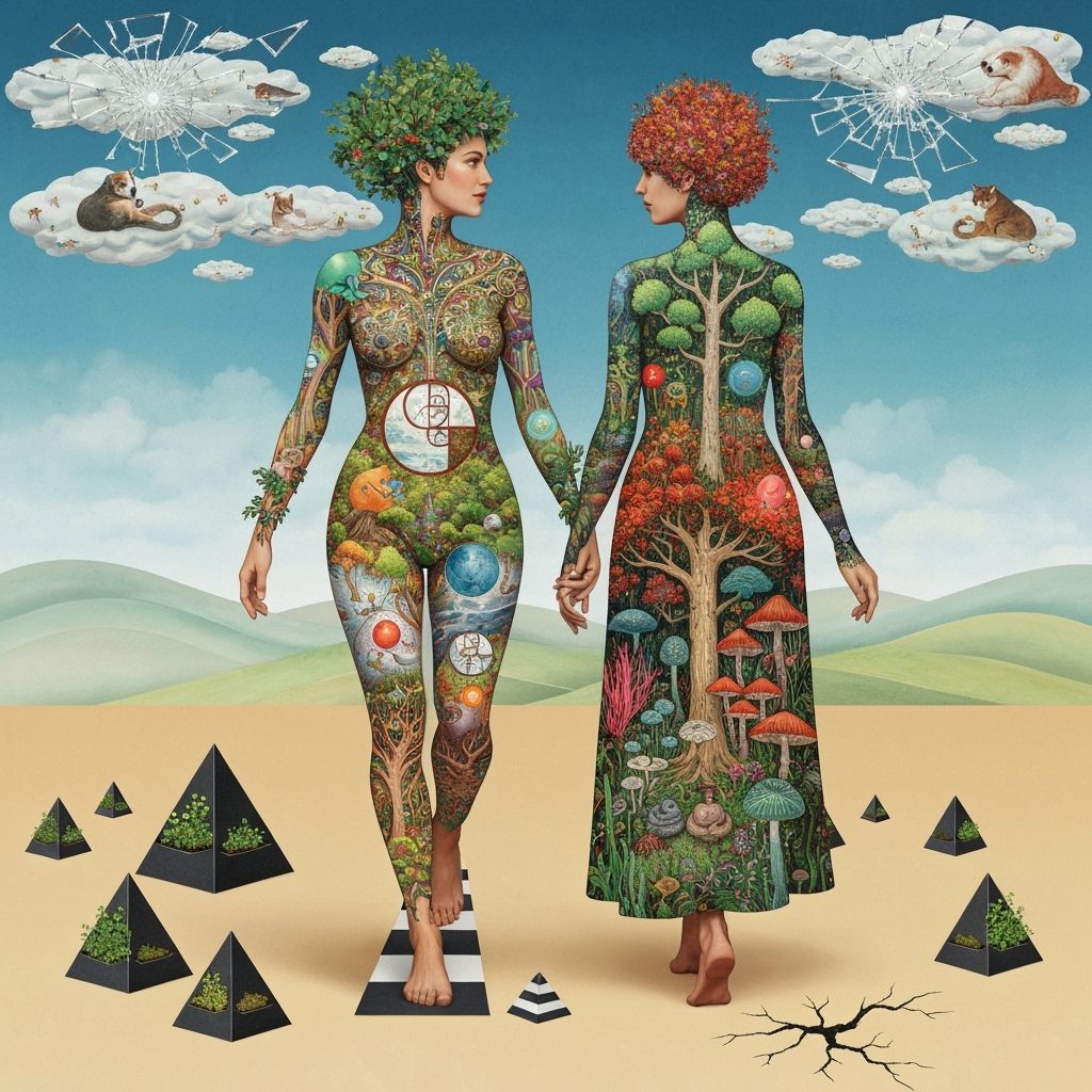 Surreal Mystical Woman in Cosmic Garden Collage