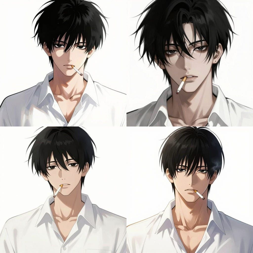 Handsome Anime Character with Black Hair and Eyes