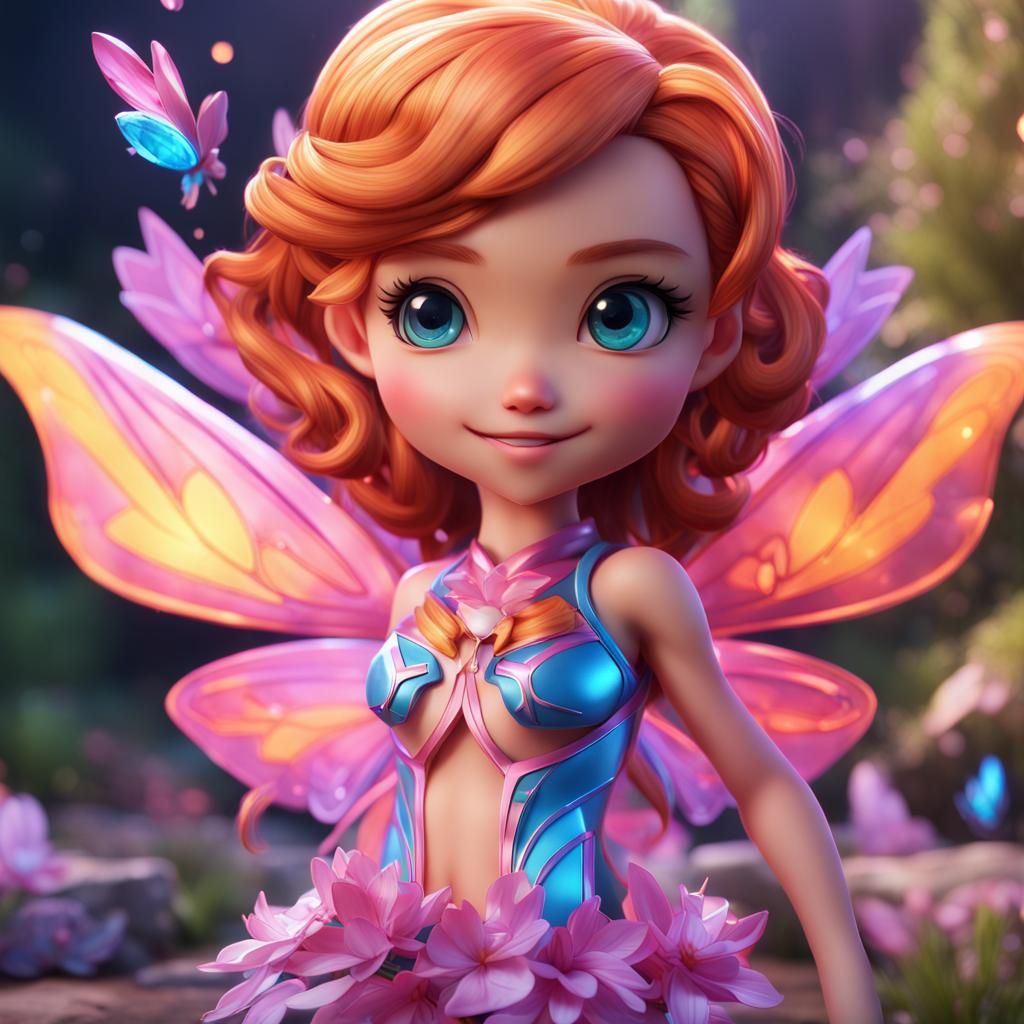 Hyperrealistic Chibi Bloom Winx Club Art