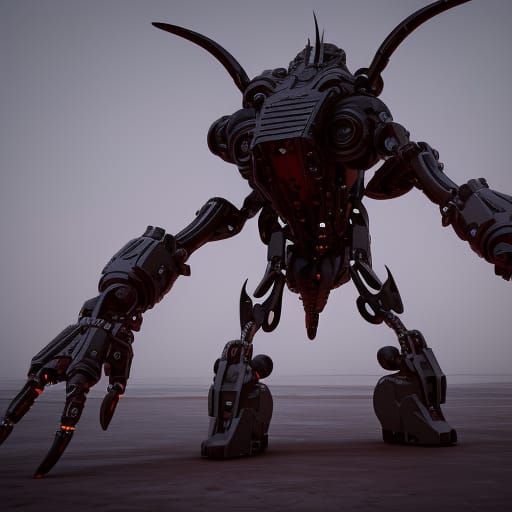 Intricate Mech Demon in Futuristic Sci-Fi Style