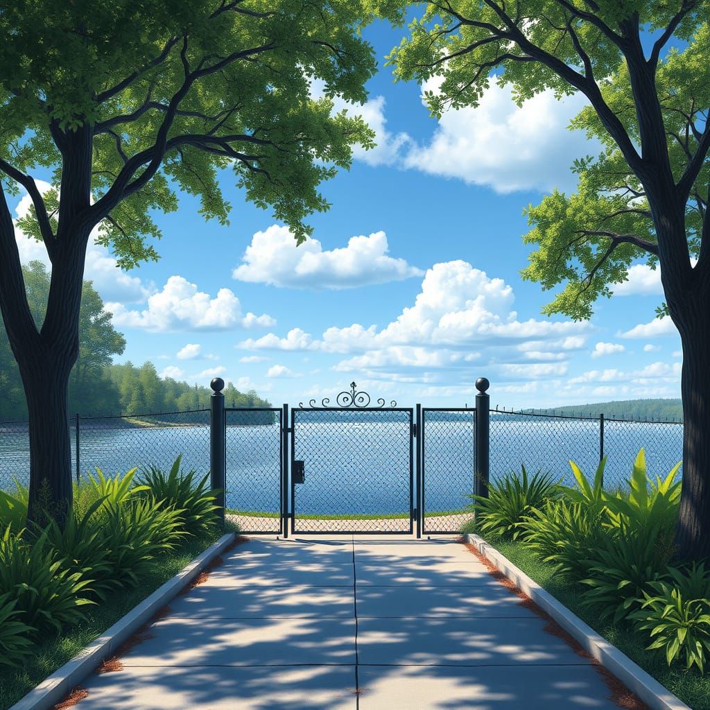 Serene Pathway to Reflecting Lake Digital Matte Painting