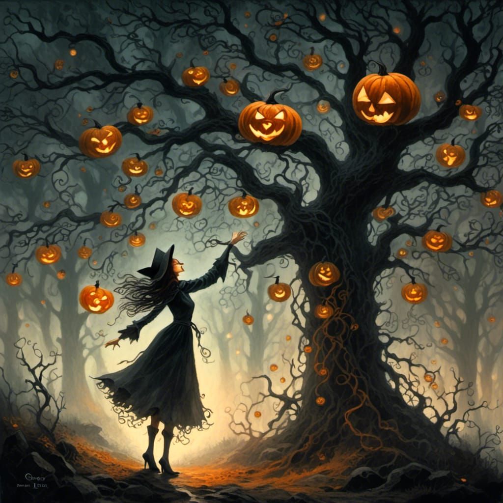 Eerie Witchcraft in Foggy Forest: A Cinematic Still