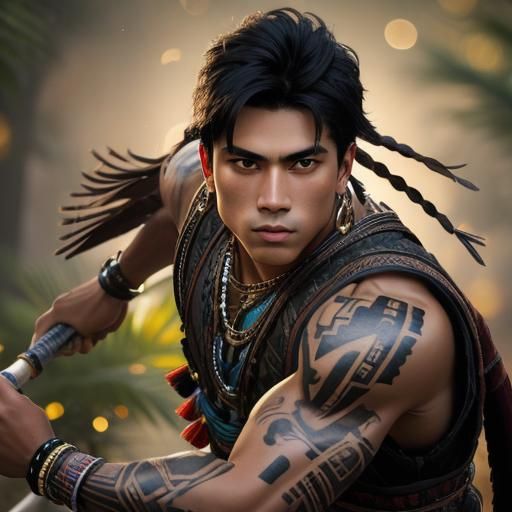 Handsome Native American Man Portrait in Natural Lighting