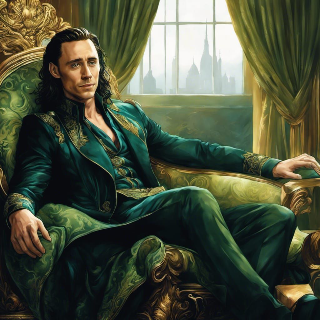 Loki Lounging: Comic Book Style Digital Art
