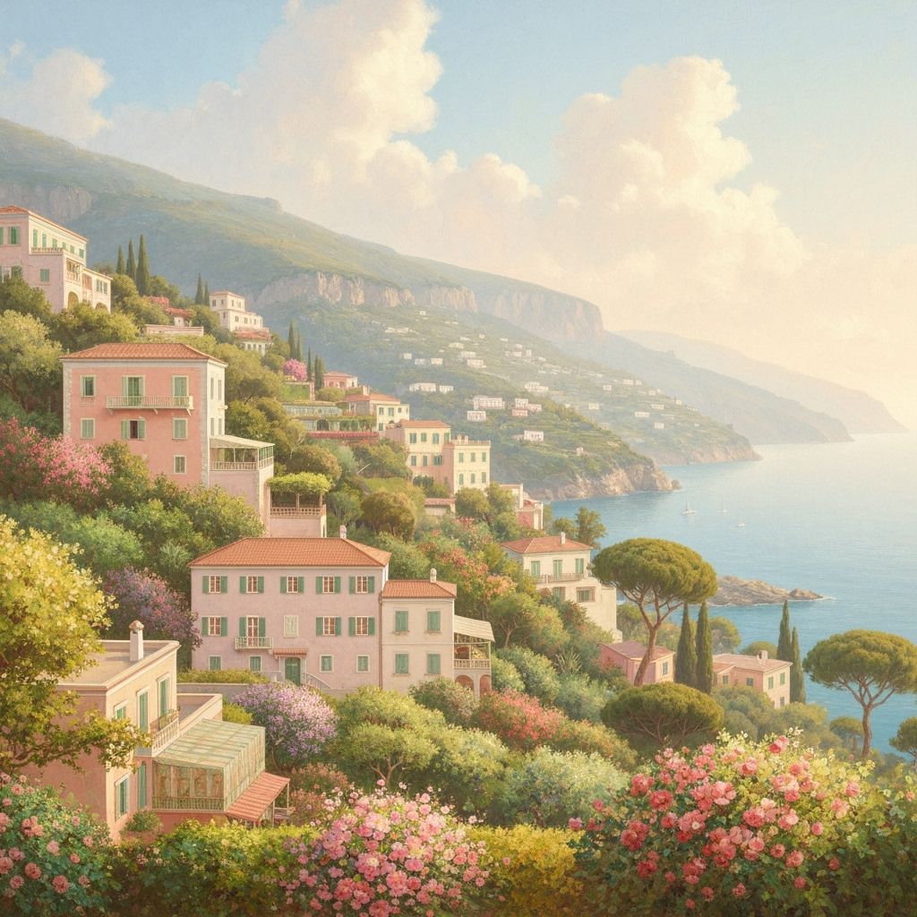 Amalfi Coast in Cottagecore Style with Pastel Villas
