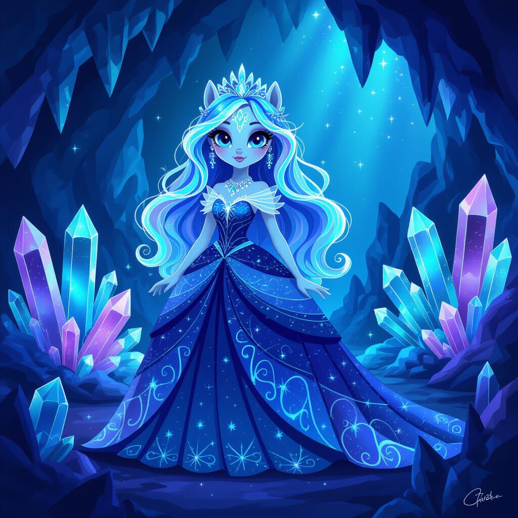 Changeling Princess in Crystal Cave: Digital Painting