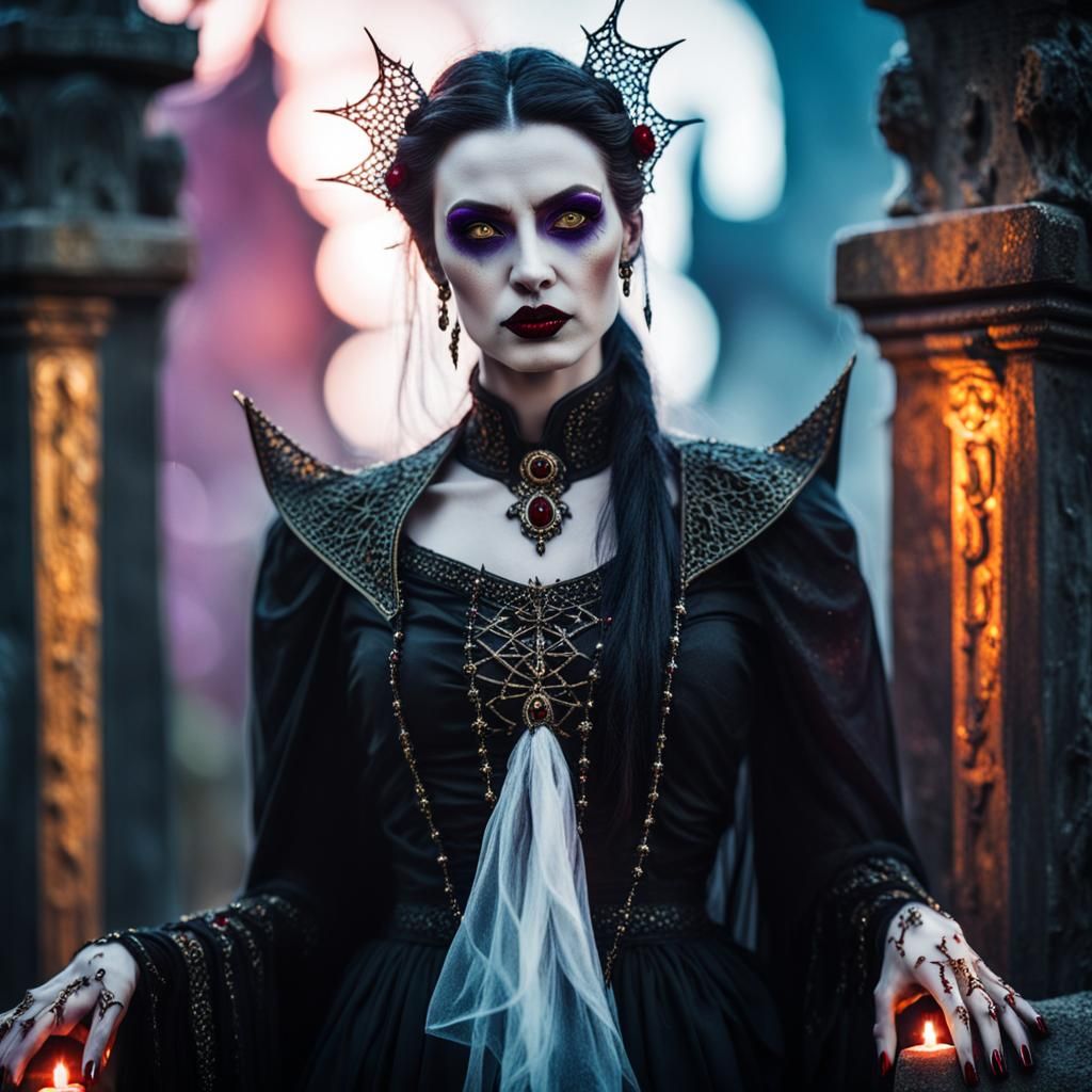 Vampire Witch Portrait in Dark Fantasy Style