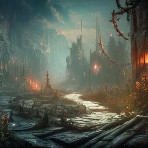 Post-Apocalyptic Wonderland: Detailed Matte Painting