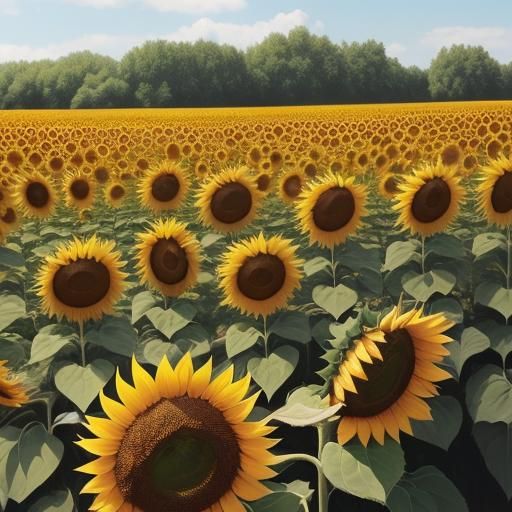 Endless Sunflower Field in Summer