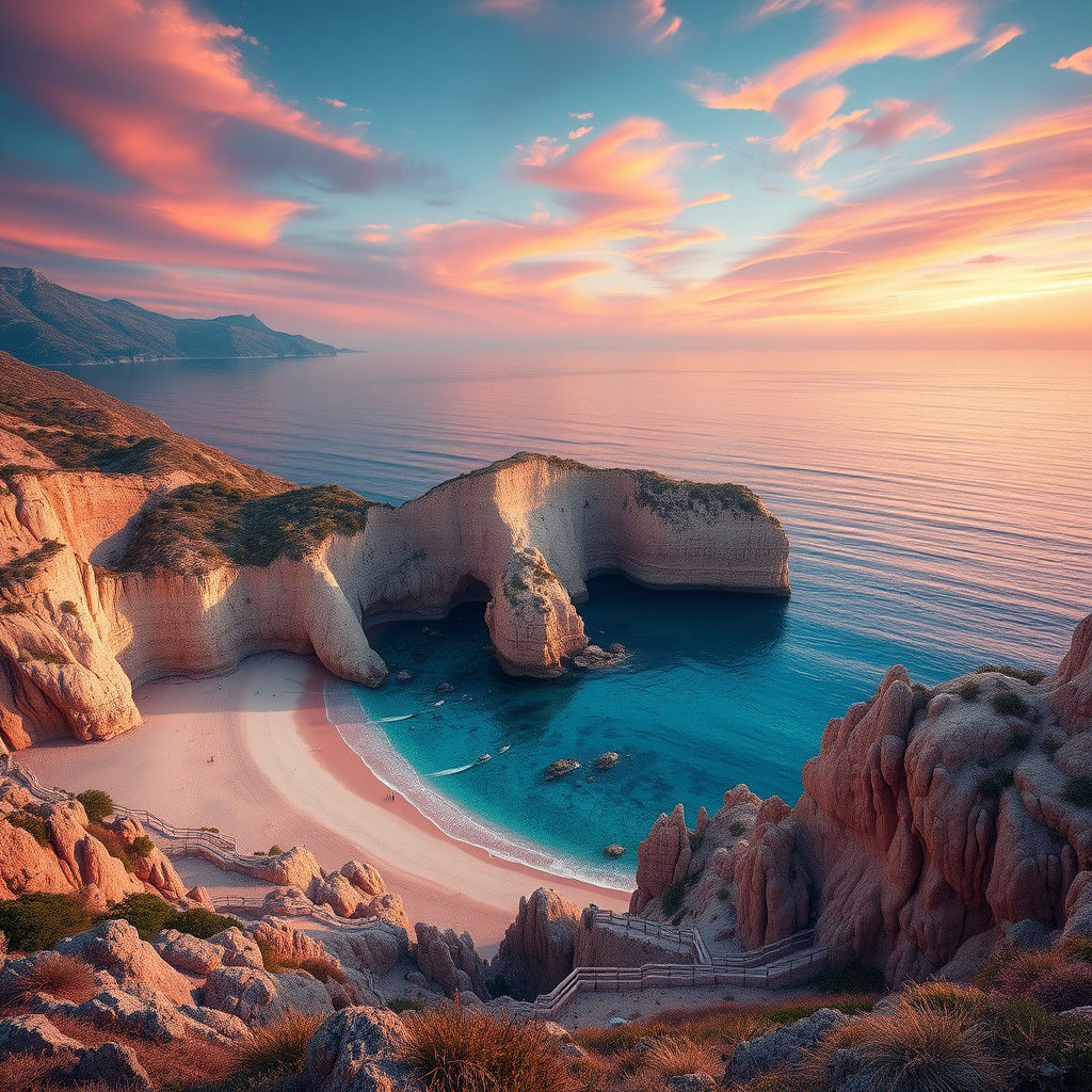 Dreamlike Elafonissi Beach in Matte Painting Style