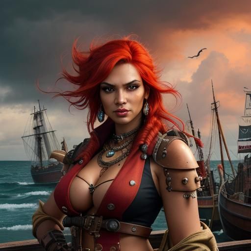 Steampunk Tribal Girl in Stormy Port