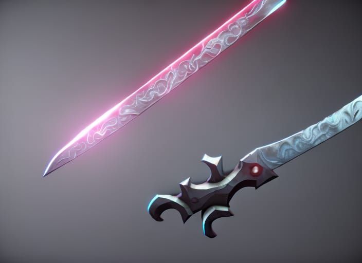 Glowing Elemental Energy Sword in Dramatic Lighting
