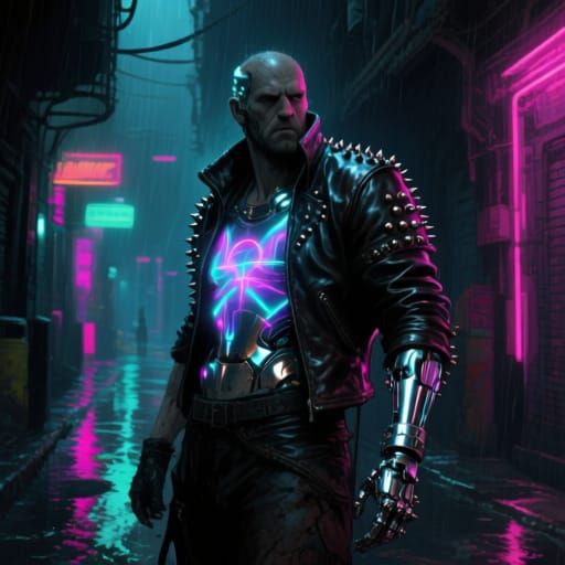 Cyberpunk Rebellion in Neon Alleys