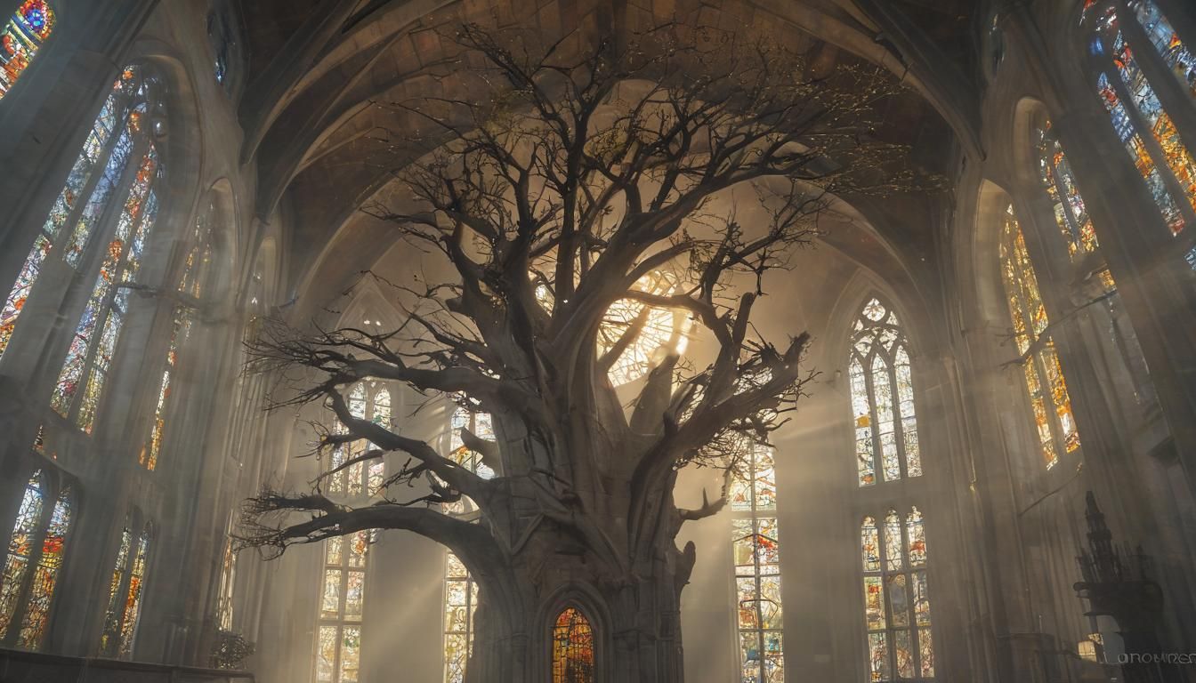 Ethereal Life Tree in Abandoned Church